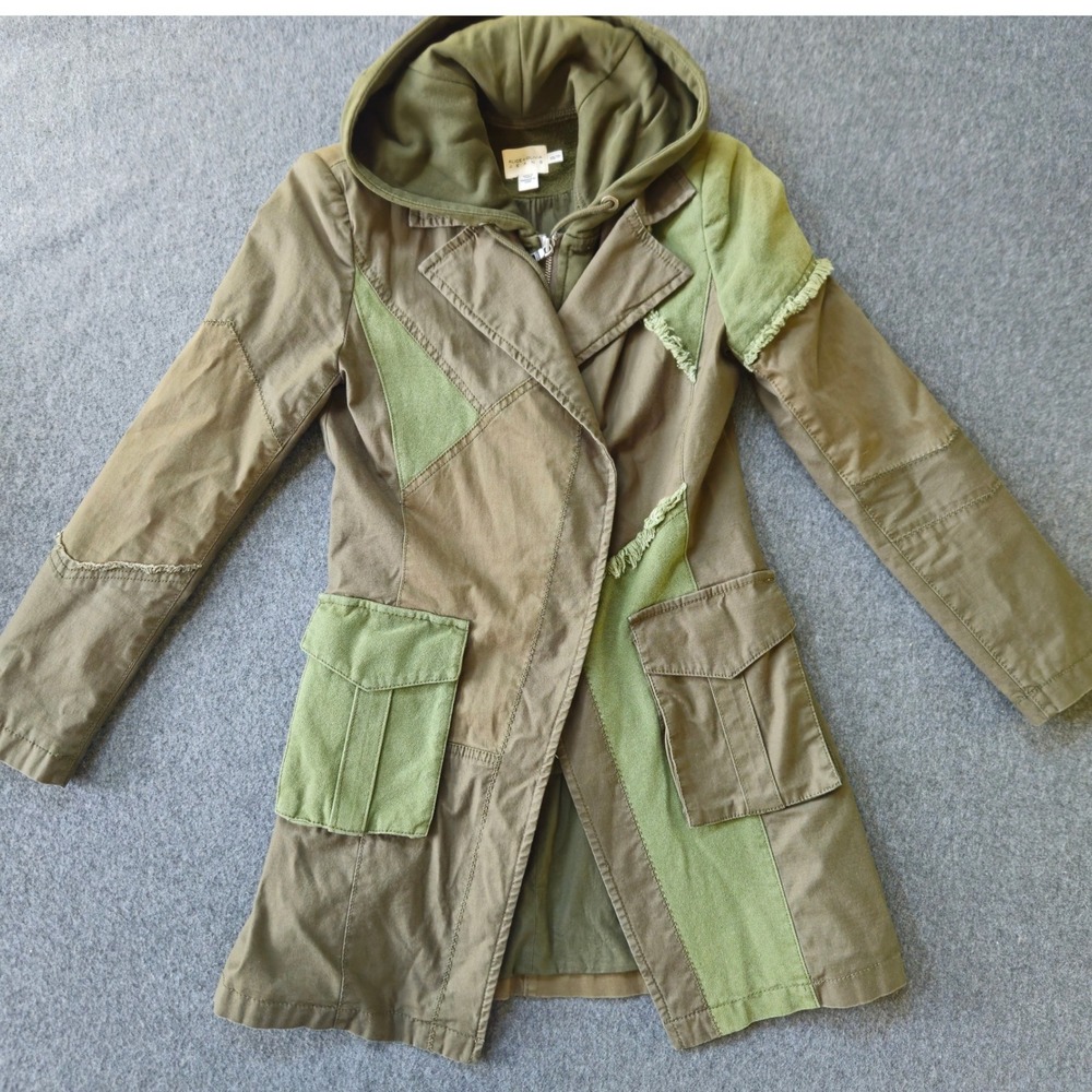 Alice + Olivia Hood Jacket XS Patchwork Military Gremlincore Forest Fairy Goblin